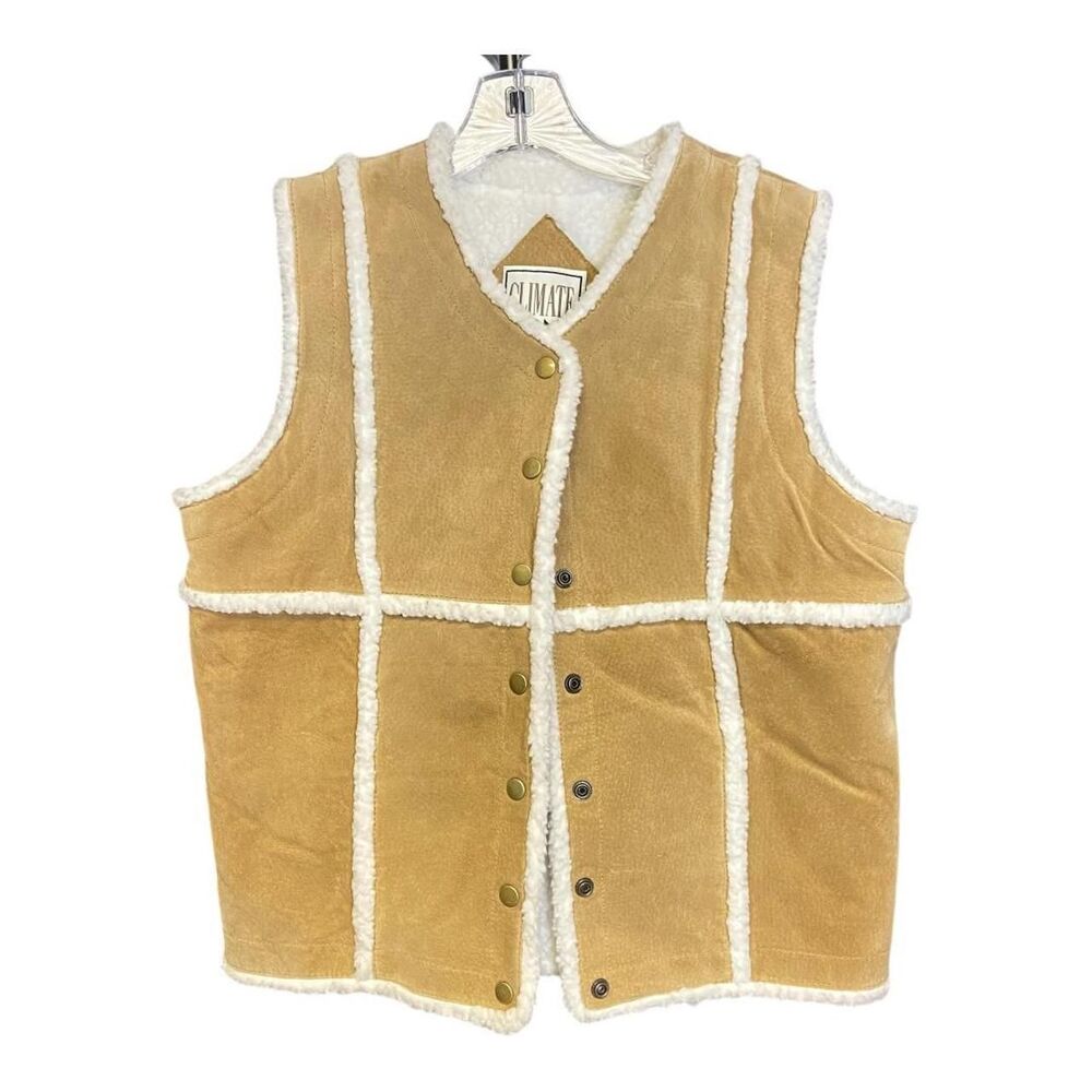 Vintage Climate Zone Shearling Leather Vest XXL Western Ranch Style size XXL